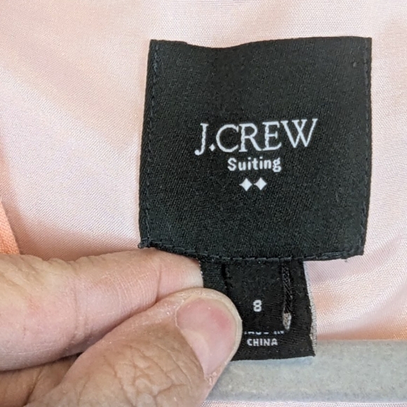 J Crew Suiting Size 8 Capped Sleeve Mid Length Peach Dress W/ Ribbon Belt Linen - Picture 6 of 10